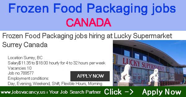 Photo of Frozen Food Packaging jobs hiring at Lucky Supermarket Surrey Canada  | Apply Now