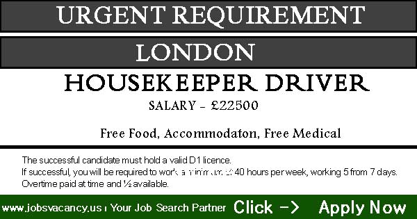 Photo of Housekeeper Driver Needed (Permanent) UK Mission Enterprise Ltd-London